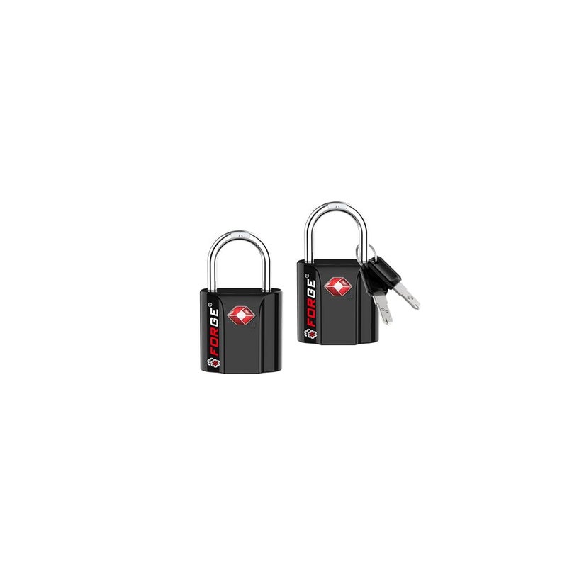 Forge 1'' Wide 1.8'' Tall, TSA Approved Luggage Locks: Key Locks for Travel. Ultra Secure Dimple Key Travel Locks Alloy Body Luggage Locks. Black 2 Pack. - Image 1